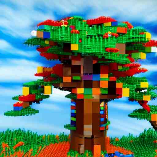 erdtree in a lego game. impressionistic, colorful, high quality, 8 k, arstation 