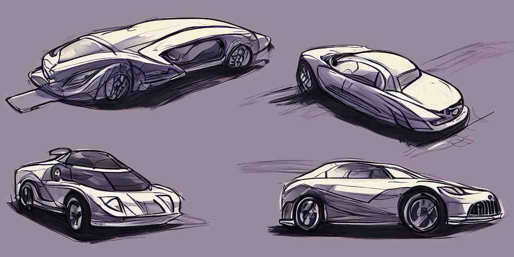 mashup concept of two cars as one. No background, concept art style.