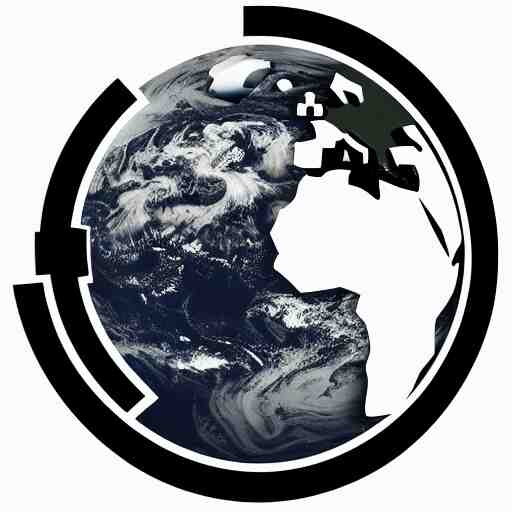 earth logo, black and white color, vector arts, highly detailed, unreal engine, 