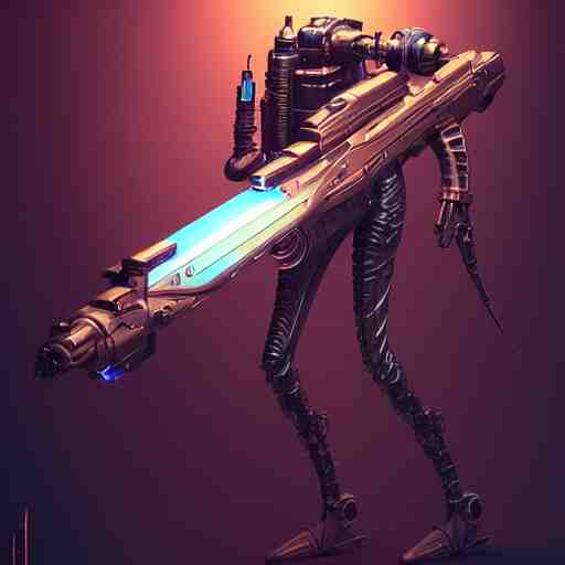 plasma rifle from the year 2 1 0 0 slick warm tones : by michal karcz, daniel merriam, victo ngai and guillermo del toro : ornate, dynamic, particulate, intricate, elegant, highly detailed, centered, artstation, smooth, sharp focus, octane render 