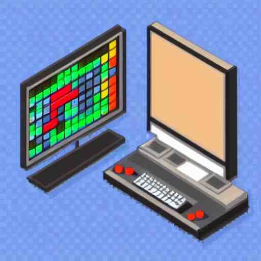 pixel art of programmer in front of his computer station, pixel art, detailed, ideal symmetry, perfect pixel alignment, isometric 8 k, 