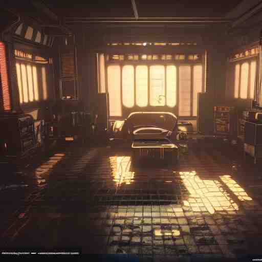 A photograph of interior of cyberpunk mansion set in a cyberpunk utopia. Highly detailed, 8k wallpaper, HDR, concept art, unreal engine 5, 4k, 8k, ray tracing, bloom, lens flare