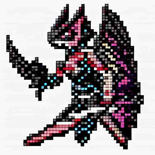 Bahamut in a pixel art style