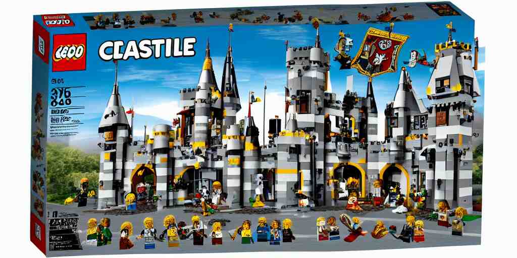 lego castle with knights in front