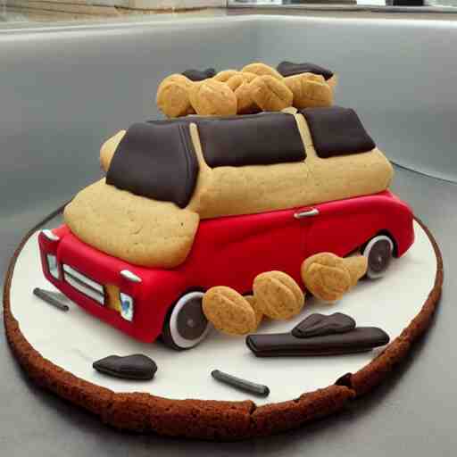 realistic car made of cookies 