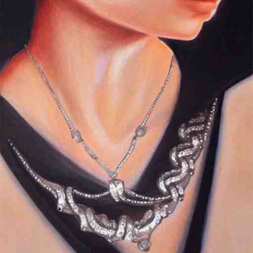 necklace helen of troy on a young beautiful woman neck, hyper realistic, 