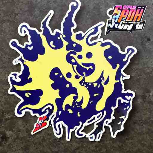 die cut sticker, gomu gomu no gatling, splatter paint 