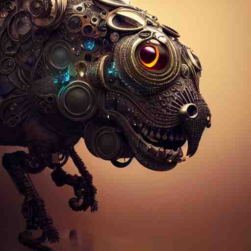 cyborg animal : by michal karcz, daniel merriam, victo ngai and guillermo del toro : ornate, dynamic, particulate, intricate, elegant, highly detailed, centered, artstation, smooth, sharp focus, octane render 