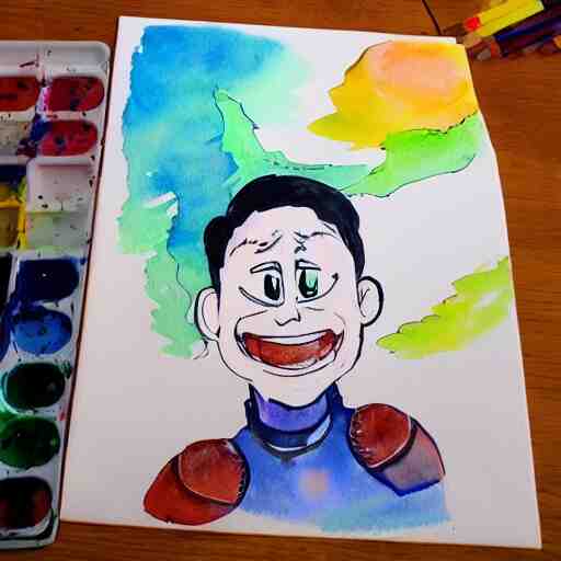 happy smiling faces + water Color paint + line drawing :: Painted with Watercolors :: Concept Art