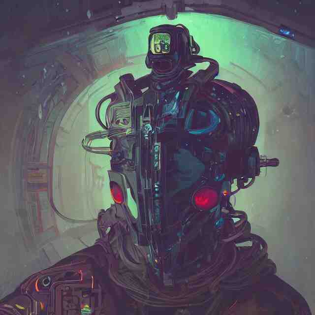 a beautiful portrait painting of a ( ( ( cyberpunk ) ) ) armor by simon stalenhag and pascal blanche and alphonse mucha and nekro. in style of digital art. colorful comic, film noirs, symmetry, brush stroke, vibrating colors, hyper detailed. octane render. trending on artstation 