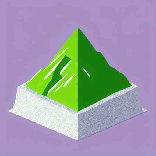 isometric view of a mountain with red gems as resources, svg