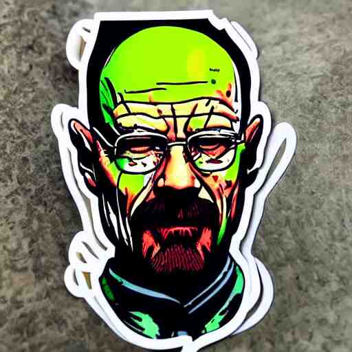 die cut sticker, walter white wearing the joker outfit, splatter paint 