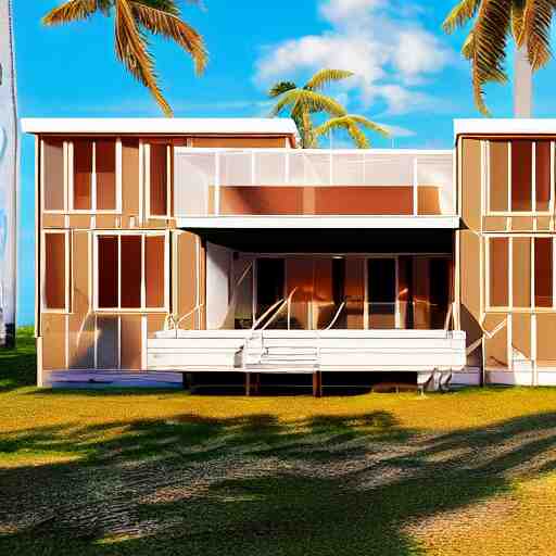 Retro-wave house in beach