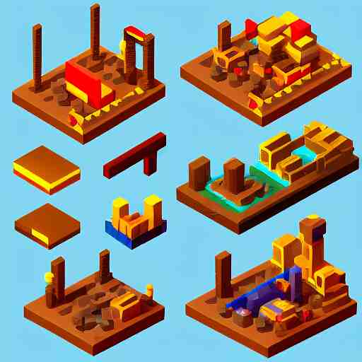 isometric 3 d game props pixel art, clean, artstation 