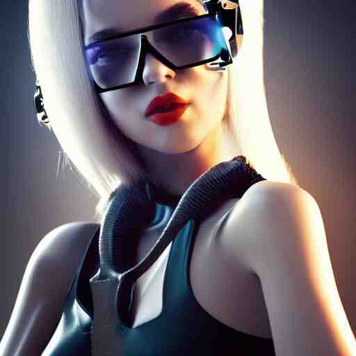 futuristic cyberpunk girl with innovative glasses inspired avant - garde art, deco fashion, highly detailed, photorealistic portrait, bright studio setting, studio lighting, crisp quality and light reflections, unreal engine 5 quality render 