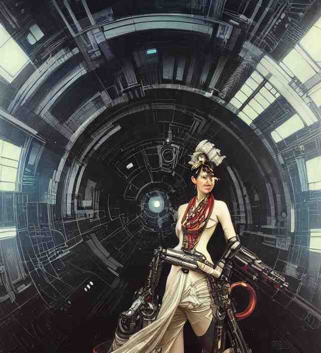 a baroque portrait of a retrofuturistic assassin in light surrounded by advanced architecture. minimalist dark wet architecture with some highly detailed science fiction details, rich colors, high contrast, moody dark background. trending on artstation an ultrafine hyperdetailed colorfull illustration by greg rutkowski, kim jung gi, moebius, irakli nadar, alphonse mucha, ayami kojima, amano, greg hildebrandt, syd mead and mark brooks, female, feminine, art deco, new baroque, intricate linework, colors by frank frazetta 