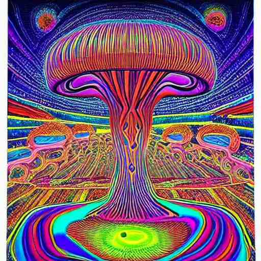 psychedelic mushroom universe by Alex Gray, trippy