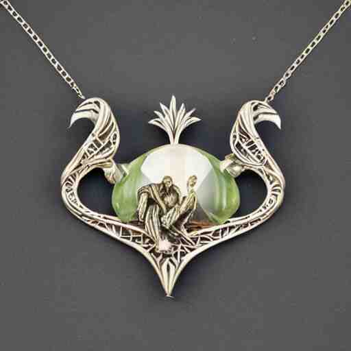 simple artnouveau necklace motiv natur in the style of h. r. giger and rene lalique 