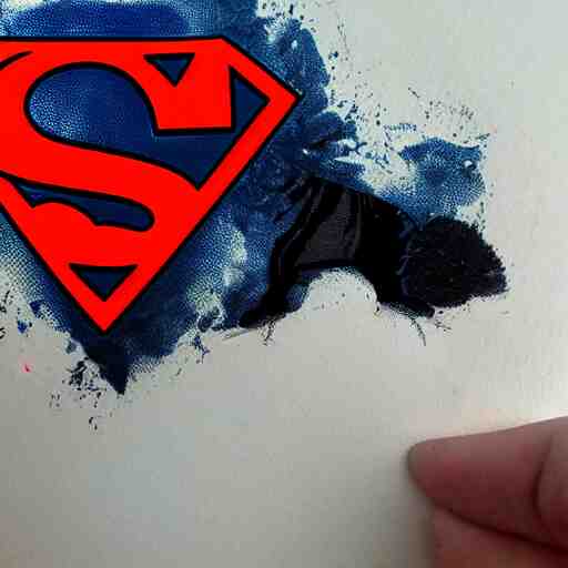 die cut sticker, luffy is superman, splatter paint on paper 