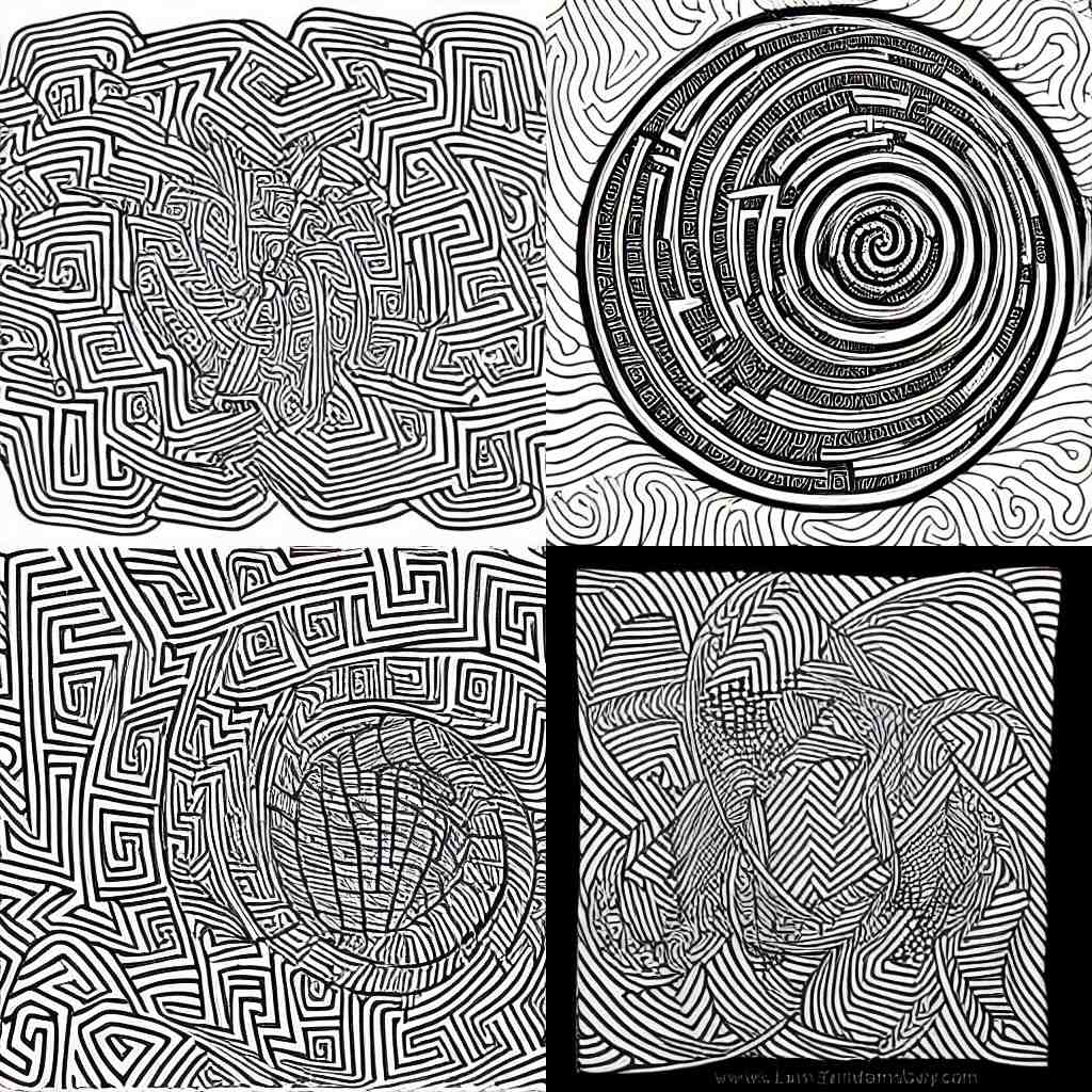 line art labyrinth zentangle 