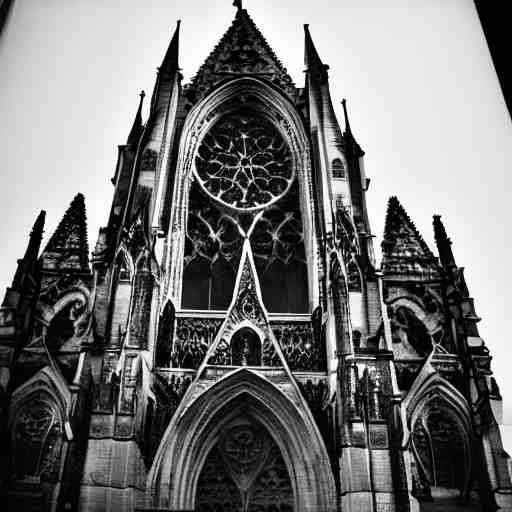 tattoo of a gothic cathedral. Black and white, 4k, photorealistic, artstation