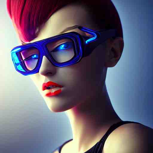 futuristic cyberpunk girl with innovative glasses inspired avant - garde art, deco fashion, highly detailed, photorealistic portrait, bright studio setting, studio lighting, crisp quality and light reflections, unreal engine 5 quality render 