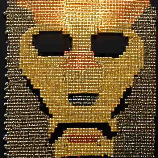 a portrait of iron man, made of a lot of nespresso capsules, mosaic 