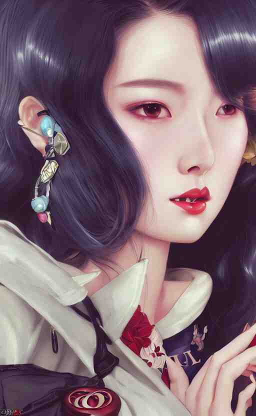 a pin up and beautiful fashion and charming and dreamlke japan girl with lv jewelry, character art, art by artgerm lau and kyoung hwan kim and and ilya kuvshinov and john singer sargent, hyperdetailed, 8 k realistic, symmetrical, frostbite 3 engine, cryengine, dof, trending on artstation, digital art 