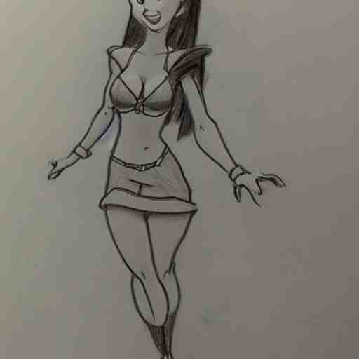 milt kahl pencil sketch of angie varona disney style