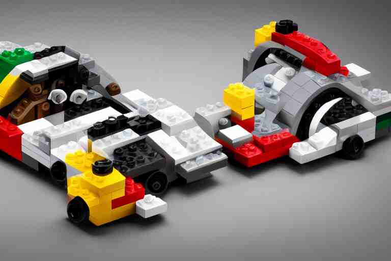 Porsche made out of Lego, designed by Apple, octane render, studio light, 35mm,