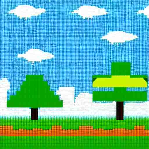 8-Bit Green Meadows with azure sky