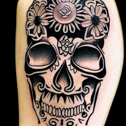 tattoo design, stencil, tattoo stencil, traditional, a world famous tattoo of a geometric skull