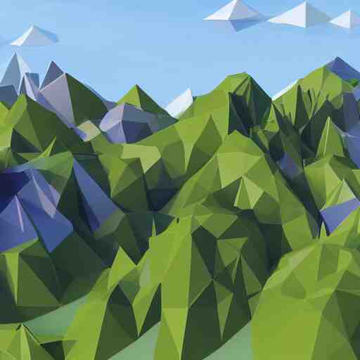 low poly landscape of magical world, digital render 