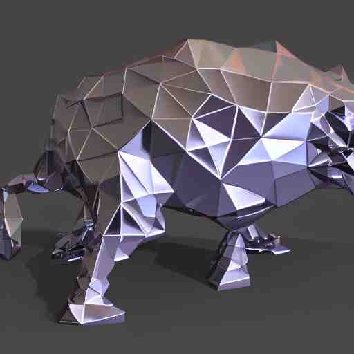 a metallic crystal creature, 4K HD, low poly