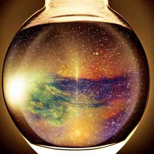 the galaxies and planets trapped inside a glass bottle 