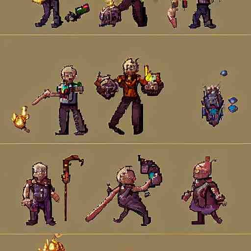 concept art for a magic mechanic, character design, artstation trending # pixelart 