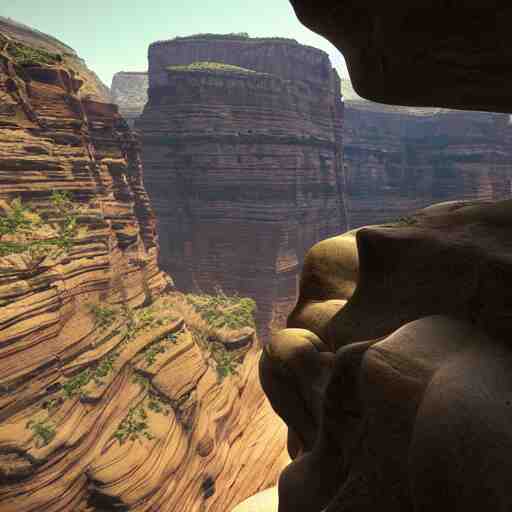 canyon in between mountains, unreal engine, high detail, realism, award winning, detailed lighting