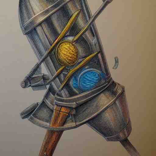  Colored pencil art on paper, Battle Axe, highly detailed, artstation, MasterPiece, Award-Winning, Caran d'Ache Luminance