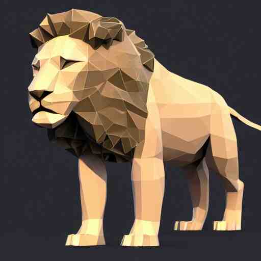 a full body, low poly 2d render of a lion, sideview, ultr hd