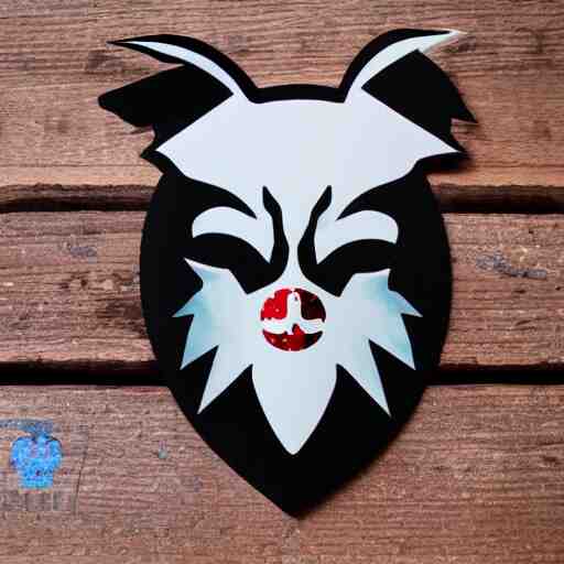 die cut sticker, princess mononoke mask, splatter paint 