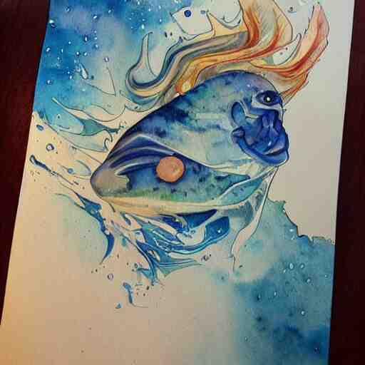 watercolor art on paper, aquarius, highly detailed, artstation, masterpiece, award - winning 