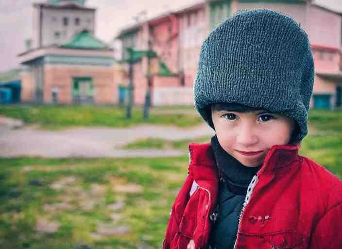 professional fine details photo portrait of kid from kazan, tatarstan kid in the postsoviet suburbia, iphone detailed photo, instagram 