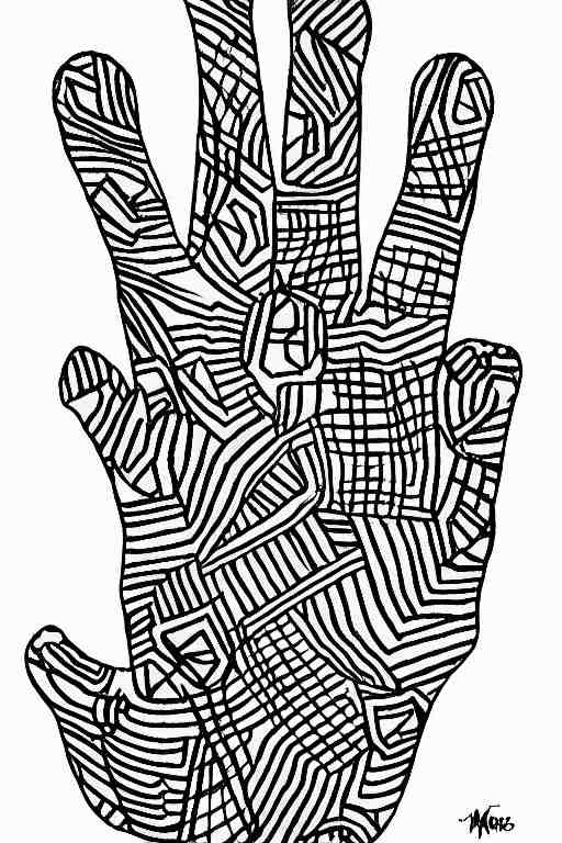 a drawing of a hand with a pattern on it, an abstract drawing by max gubler, instagram contest winner, funk art, childs drawing, art on instagram, myportfolio 