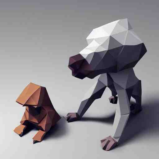 a cute isometric 3 d low poly render of a baboon using a camera, detailed lighting 