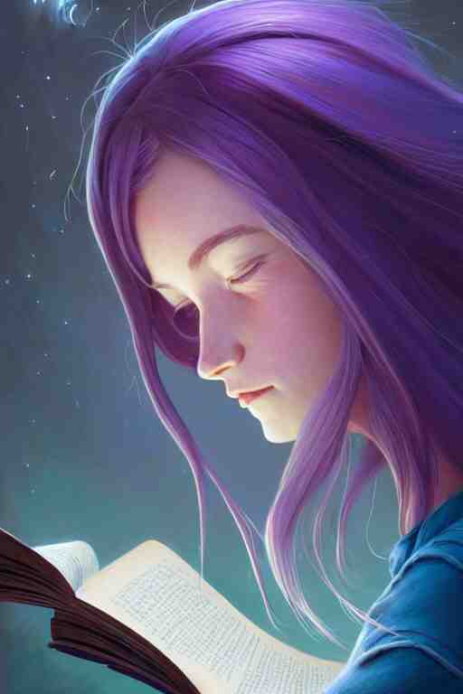 highly detailed portrait of beautiful girl reading a book, hair flowing down, in pixar inside out, dynamic pose, stephen bliss, unreal engine, fantasy art by greg rutkowski, loish, rhads, ferdinand knab, makoto shinkai and lois van baarle, ilya kuvshinov, rossdraws, tom bagshaw, global illumination, radiant light, detailed and intricate environment 