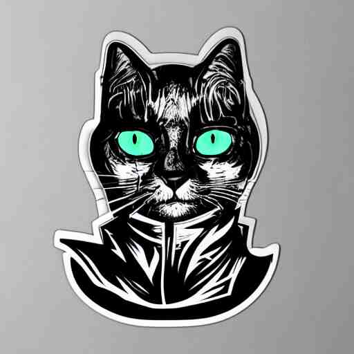 hydro sticker of a cyberpunk cat 