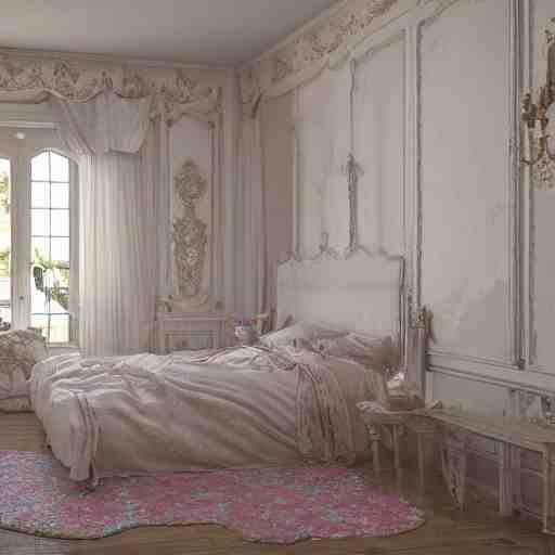 a detalied 3 d render of a shabby chic room, by valentin franke, ilya galinsky trending of artstation, photorealism, fashion photography 