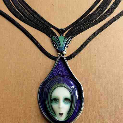 simple artnouveau necklace motiv natur in the style of h. r. giger and rene lalique 