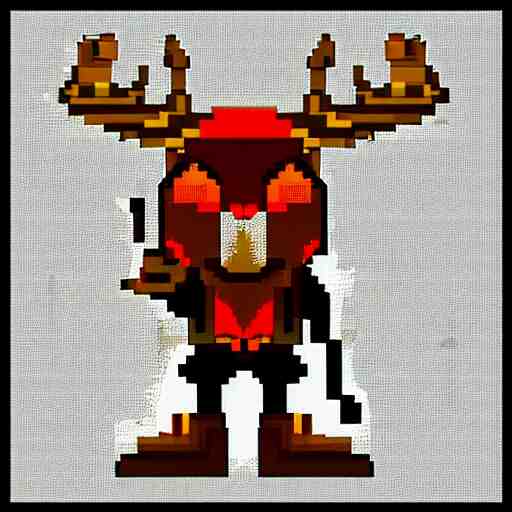 barbarian with moose head, pixel art, trending, post processing, game assets, cinematic 