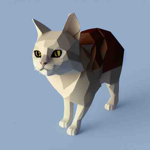 low poly render of a cat on a white background isometric 3D Utra HD